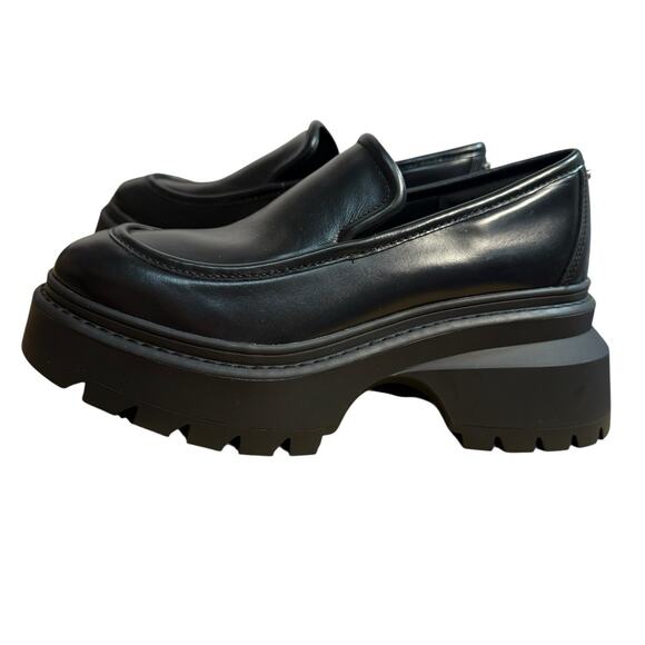 Michael Kors Womens Shoes Size 8 Shiloh Leather Loafer Black Chunky Platform - Picture 9 of 13